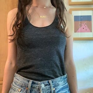 Charcoal gray racerback tank top